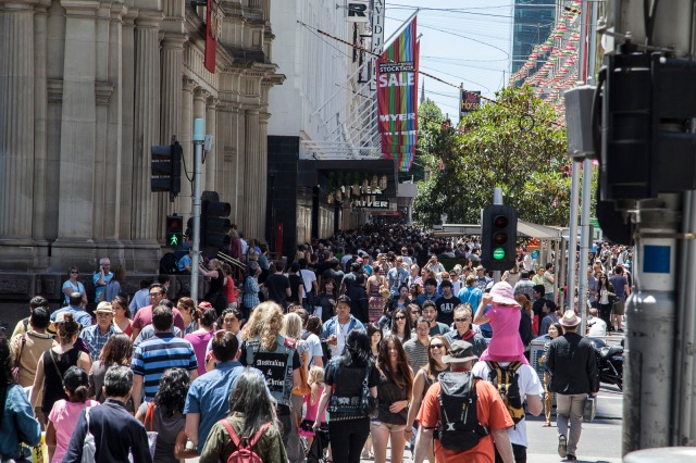 Boxing day sales in Bourke St, Melbourne